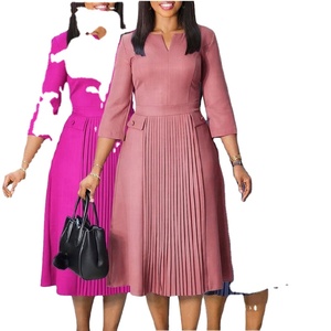 Nuevo Vestido Elegante Plisado de Color Sólido para Oficina, Talla Grande - Product Image 5