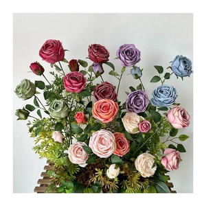 Fleurs artificielles en soie <span class=keywords><strong>rouge</strong></span> de haute qualité pour la décoration de <span class=keywords><strong>table</strong></span> de <span class=keywords><strong>mariage</strong></span> <span class=keywords><strong>et</strong></span> de fêtes, arrangements floraux pour <span class=keywords><strong>mariage</strong></span>, vente en gros - Product Image 2