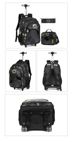 Ensemble sac à dos à roulettes de football pour enfants avec sac à déjeuner et trousse à crayons, sac d'école à roulettes 3-en-1 unisexe avec fermeture éclair tendance - Product Image 3