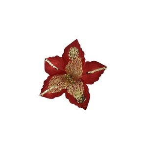 Fleur à paillettes dorées et rouges 35x29cm - Product Image 1