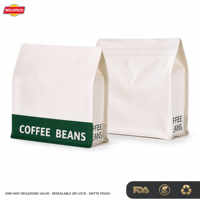 Sachet de café personnalisé avec logo, 280 microns, valve unidirectionnelle, haute barrière, pochette verticale pour grains de café