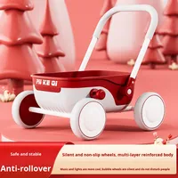 Poussette en plastique multifonctionnelle pour les tout-petits de 1 à 2 ans Aide à la marche pliable Capacité de charge de 20kg Cadeau Push Toy Car