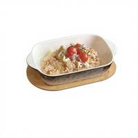 Plat de cuisson rectangulaire en céramique à double poignée, compatible micro-ondes et four, pour casseroles, petit-déjeuners à domicile et usage commercial