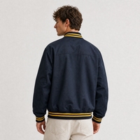 Veste universitaire en toile bleu roi avec logo personnalisé, veste de baseball pour homme OEM, veste de baseball pour homme avec broderie de patchs en chenille, fabrication en usine