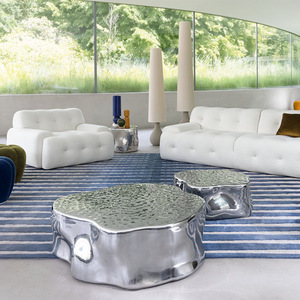 Rising Italian Minimalist Rocco Borghi Tela Chaise Lounge Sofá para salas de estar modernas con correas de cuero y costuras verticales - Product Image 3