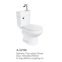 Ensemble WC et lavabo combinés 2 en 1 en céramique blanche pour salle de bain, deux pièces, siphon en S, pour usage hôtelier