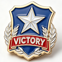 Insignia Náutica Victory Star Shield, Moderna y Tradicional, de Metal, Esmaltada por Ambos Lados, Impresa con UV, Coleccionable para Veteranos