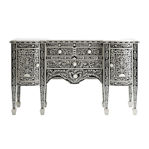 Mesa consola de acento tradicional hecha a mano con incrustaciones de hueso otomana única o taburete para dormitorio o apartamento para hoteles - Product Image 1