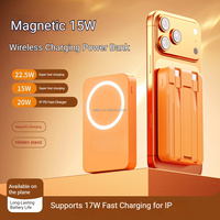 Nouvelle banque d'alimentation portable magnétique mini 10000 mAh avec chargeur sans fil rapide 15W, support intégré pour 2 câbles, 22.5W pour iPhone 17