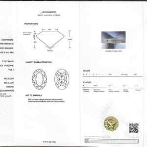 Diamant CVD rose vif fantaisie, taille ovale, 2,23 carats, VVS2, certifié IGI, diamant de laboratoire de couleur fantaisie - Product Image 6