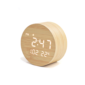 Emaf <span class=keywords><strong>2025</strong></span> tròn bằng gỗ LED hiển thị kỹ thuật số bàn bàn đồng hồ báo thức gỗ trang trí phòng đồng hồ điện tử bảng cho trẻ - Product Image 2