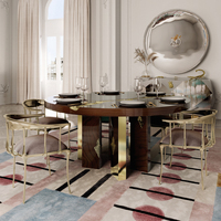 Meubles d'appartement élégants pour la maison et l'hôtel, style contemporain moderne, table à manger ronde haut de gamme en bois et laiton