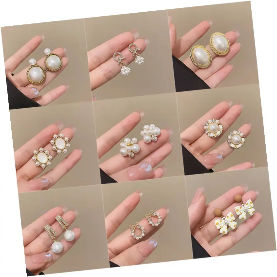 Free samples Girls Elegant Big Pearl Gold Cuff Earrings Designs Wholesale Jewellery Geometric Bulk Earrings For Girls