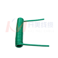 Cable Plano Espiral para Camiones y Remolques KMcable TC-011 de 7 Núcleos, Cobre Libre de Oxígeno, PVC/PE, Verde, 450-750V