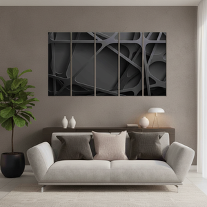 Abstract Black Modern Glass Print: Elegant <b>Canvas</b> Artwork for Contemporary Decor,SET OF 5 <b>CANVAS</b> - Product Image 3