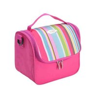 Beau sac isotherme rose à rayures arc-en-ciel en aluminium 2024 sac à déjeuner isolé sacs de transport de nourriture chaude fraîche avec bretelles