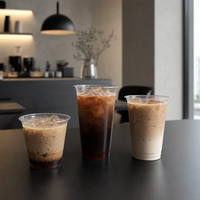 Vasos de PP de Grado Alimenticio de 24 oz, 90 mm, Transparentes, para Jugos, Smoothies, Cafeterías, Comida para Llevar, Fábrica OEM ODM