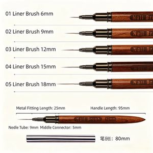 KOUYA BEAUTY – Nouveau Kit de Pinceaux de Luxe pour Nail Art, Manche en Bois de Santal, Pointe Ultra Fine 6-18mm, Nylon, Vente en Gros pour Salons de Manucure - Product Image 2