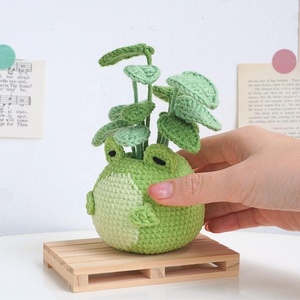 Kaiyue grazioso Kit di fiori artificiali all'uncinetto traballa decorazione Froggy fiori in vaso in maglia Bouquet Crochet - Product Image 3