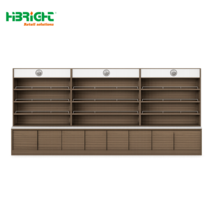 Mostrador de Caja de Lujo de Madera para Tienda de Licores, Mostrador de Caja para Comercio Minorista con Estante Trasero para Exhibición de Cigarrillos y Luz LED de Hierro - Product Image 3