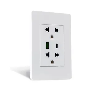 New Model American Standard PC Panel Electrical Universal Dual Power Socket Outlet With Fast Charge USB Type A+C PD3.0 20W