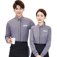 Vêtement de travail pour serveur de restaurant d'hôtel, restauration, cuisine, bar, personnel de service, chemise à manches longues boutonnée pour serveur et serveuse