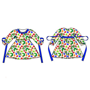 Vestido de Otoño para Niñas Cd-1-1, 95% Algodón, Estampado Personalizado, Estilo Inglés, Corte en A, Manga Larga, Venta al Por Mayor, Personalización de Fábrica - Product Image 2