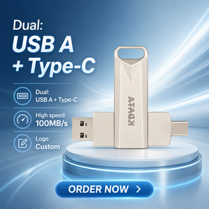 แฟลชไดรฟ์ KDATA รุ่นใหม่แบบหมุนได้ ความจุ 8GB 16GB <span class=keywords><strong>64GB</strong></span> 128GB 256GB แบบสองหัว OTG  วัสดุโลหะ 2 in 1 ชนิด Type-C และ USB3.0 - Product Image 1