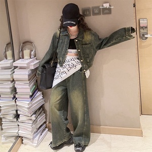 Completo Due Pezzi in Denim Casual e Carino per Ragazze, Traspirante in Poliestere/Cotone, Nuova Moda Primaverile e Autunnale per Bambini <span class=keywords><strong>Online</strong></span> - Product Image 2