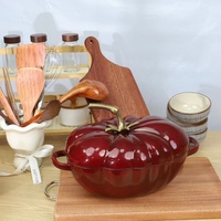 Casserole en fonte émaillée rouge antiadhésive de haute qualité, nouvelle, 27 cm, en forme de citrouille