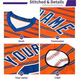 Custom Baseball Jersey Stripe Softball Shirt Personalized Name Number Unisex V <b>Neck</b> Breathable Sublimated 360 Grams - Product Image 3