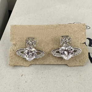 Boucles d'oreilles de luxe Empress Dowager, géométriques blanches, zircon, motif Saturne, plaqué or haut de gamme, style léger et luxueux, bijoux pour anniversaire - Product Image 2