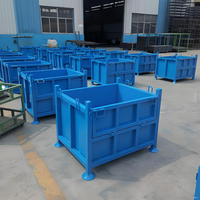 Caisse en acier galvanisé carrée robuste pour transport de palettes, pliable, pour entrepôt