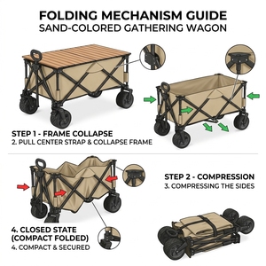 Chariot de camping pliable inclinable pour enfants, chariot utilitaire compact et robuste pour l'extérieur et la plage avec conception allongée - Product Image 5