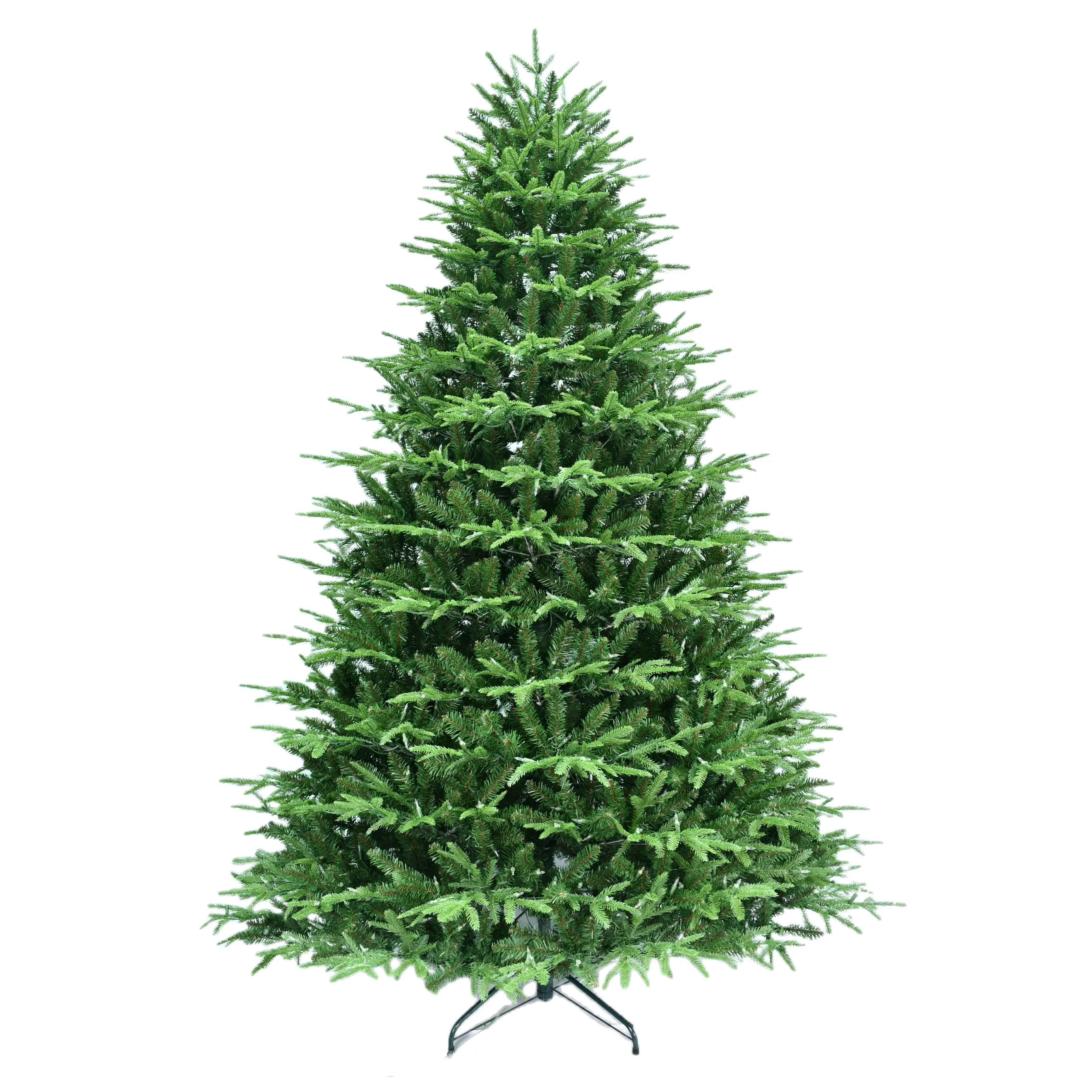 Manufacturer Customized Prelit Warm Lights Green Artificial Xmas Tree Guangdong Christmas Tree with Metal Stand