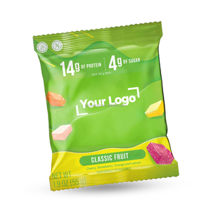 Logo personnalisé 12 sacs de bonbons Chewy Classic Fruit Flavors Low Sugar Protein Candy With <span class=keywords><strong>Whey</strong></span> Gelatin Corn. - Product Image 1