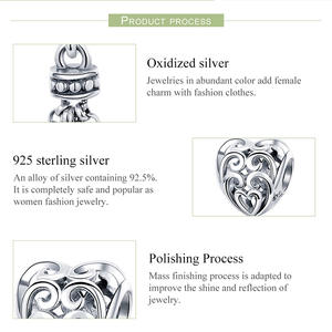 <span class=keywords><strong>2022</strong></span> nueva llegada 925 plata esterlina corazón encantado borla encanto ajuste Original DIY pulsera de cuentas mujeres joyería regalo SCC722 - Product Image 6