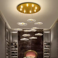 Lustre personnalisé en acrylique feuille de lotus de conception de luxe Luminaire suspendu à LED Projet de décoration pour hôtel et escaliers