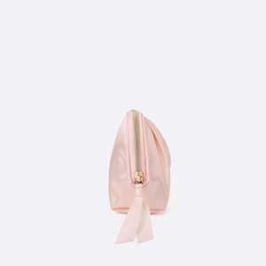 Hot Selling Blush <b>Pink</b> Pleated Satin Dome Cosmetic Pouch with Ribbon Pull for Bridesmaid Gifts and Personal Gift Cosmetic Bag - Product Image 3