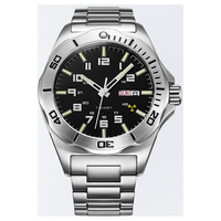 Montres de plongée en acier avec double calendrier et mouvement mécanique japonais lumineux, conçues et produites en usine pour la marque privée des clients