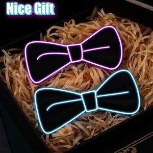 Ánh sáng lên BOW TIE cho nam giới <span class=keywords><strong>Led</strong></span> Neon Bowtie hài hước quan hệ phụ nữ phát sáng trong bóng tối bên trang phục khiêu vũ sinh nhật đám cưới Nguồn cung cấp bên - Product Image 3
