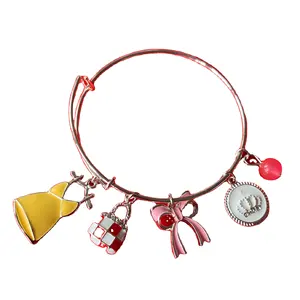 Vestito della signora di modo borsa di prua fiore charms in argento braccialetti espandibili ragazze colorato affascinante braccialetti personalizzati braccialetti di fascino