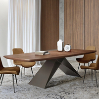 Ensemble de table à manger extensible moderne nordique, rectangulaire, panneau en noyer pour 8 personnes, maison, hôtel, bar, cuisine