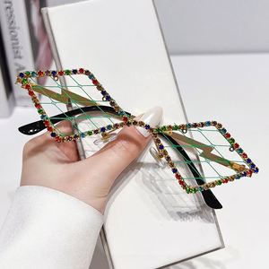 Gafas de Malla con Montura de Aleación y Diamantes Incrustados sin Lentes para Mujer, Lujo 2025, Venta al por Mayor - Product Image 4