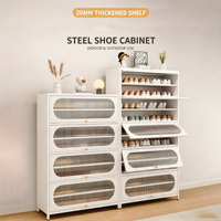 Meuble de rangement en acier pour chaussures d'entrée, organisateur domestique pour chaussures, sandales, baskets, bottes et accessoires de maison