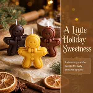 Bougie de Noël en forme <span class=keywords><strong>d</strong></span>'homme en <span class=keywords><strong>pain</strong></span> <span class=keywords><strong>d</strong></span>'<span class=keywords><strong>épice</strong></span>s, 3 couleurs, bougie sculptée en forme de biscuit mignon, cadeau <span class=keywords><strong>pour</strong></span> le bonhomme de neige de Noël - Product Image 1