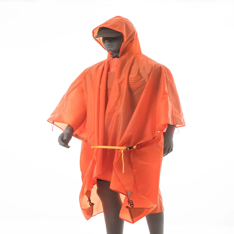 Poncho de chuva multifuncional revestido, 3f capa de silicone revestido para caminhadas, pescaria, ar livre, nylon 1000, sem mangas, 3 em 1