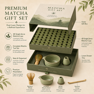 Juego de 48 tazas individuales de <span class=keywords><strong>té</strong></span> <span class=keywords><strong>Matcha</strong></span> Longjing en polvo, con cuenco de cerámica, batidor de bambú, cuchara, soporte y caja. Venta al por mayor, OEM, privado, <span class=keywords><strong>té</strong></span> en hojas. - Product Image 4