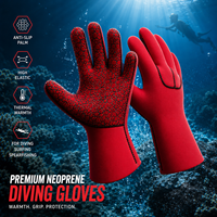 Gants de plongée en néoprène rouge imperméables pour commandes en gros – Haute élasticité et chaleur pour les clubs de surf et de plongée