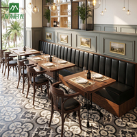 Ensemble de mobilier commercial pour hôtels et restaurants, style européen vintage, banquette, table à manger en bois durable et écologique, en bois courbé